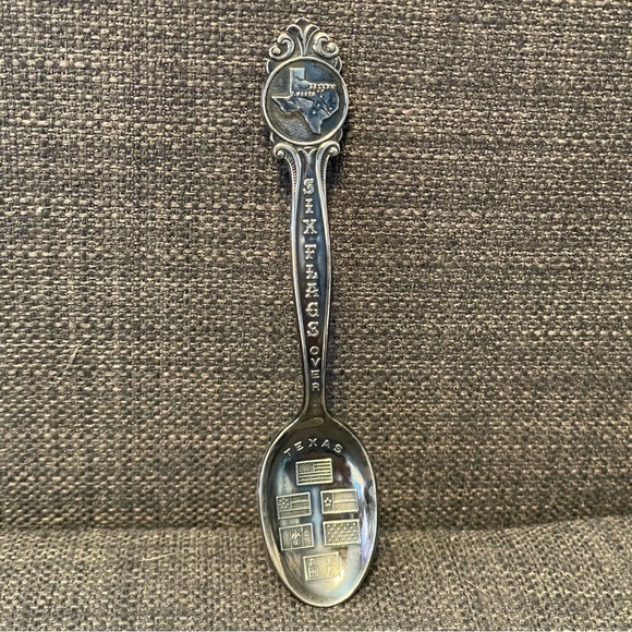 Souvenir Spoon Six Flags Over Texas Sterling Silver Made in Norway TH Marthinsen - Picture 1 of 6